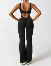 DEMI | V-BACK FLARED JUMPSUIT