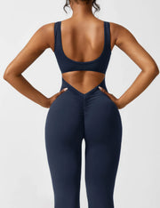 DEMI | V-BACK FLARED JUMPSUIT